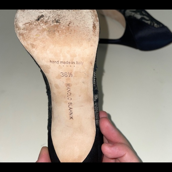 Manolo Blahnik Black Lace Heels - Picture 5 of 6